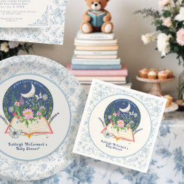 ムーン新しいチャプターがブックバタフライブルーフローラ スタンダードカクテルナプキン