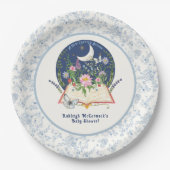 ムーン新しいチャプターがブックバタフライブルーフローラ ペーパープレート (正面)