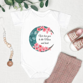 ムーン春フラワーベビー子供部屋ポスター ベビーボディスーツ