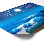 ムーン海ブラックキャットアート制作 ポスター (角)