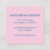 ムーン白熱［赤熱］光を放つブルー魅力的ピンクオーダーサンキュー スクエア名刺 (裏面)