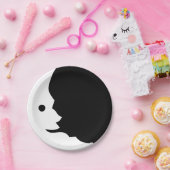 ムーン白黒月スマイル紙プレート ペーパープレート (パーティー)