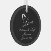 ムーン結婚したハート結婚オーナメント ガラスオーナメント (正面右)