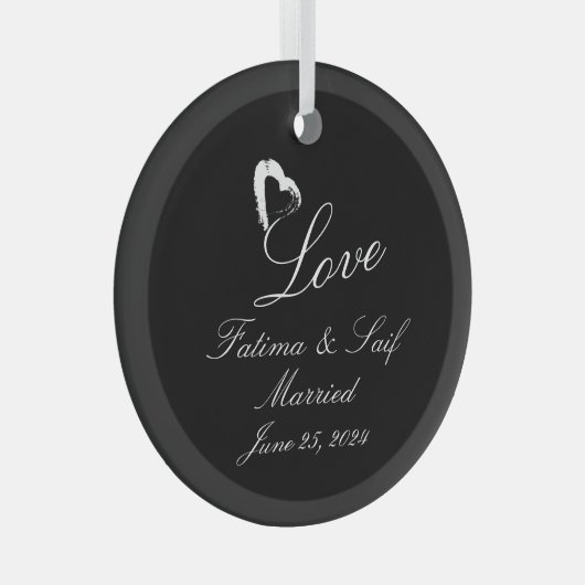 ムーン結婚したハート結婚オーナメント ガラスオーナメント (正面右)