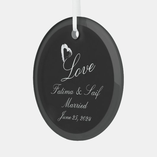 ムーン結婚したハート結婚オーナメント ガラスオーナメント (正面左)