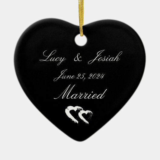 ムーン結婚したハート結婚オーナメント セラミックオーナメント (正面)