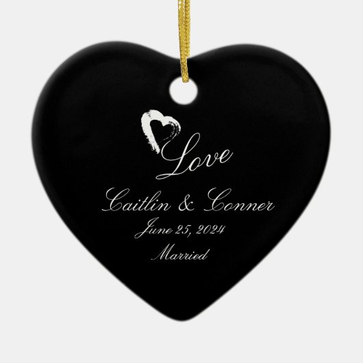 ムーン結婚したハート結婚オーナメント セラミックオーナメント (正面)