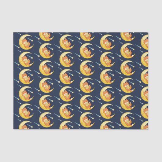 ムーン銀河系カッコいいオレンジキャットスターズ宇宙 薄葉紙 (正面)