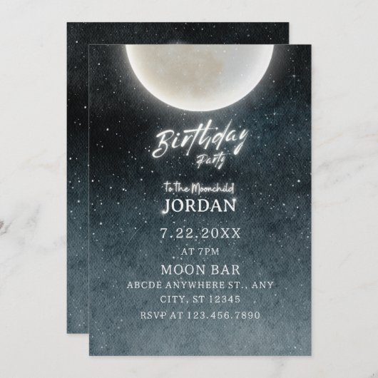 ムーン銀河系誕生日 招待状 (正面/裏面)