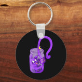 ムーン顔猫昼寝かわいい猫 キーホルダー (正面)