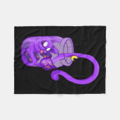 ムーン顔猫昼寝かわいい猫 フリースブランケット (正面(横))