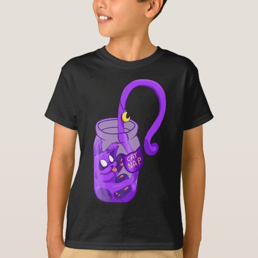 ムーン顔猫昼寝かわいい猫 Tシャツ (正面)