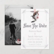 ムーン・アンド・レイブン・ウォーターカラー・ウェディング・セーブ・ザ・デート