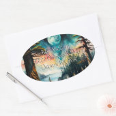 ムーン・オーバー・ア・海・ベイ・アドレス 楕円形シール (封筒)