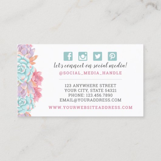 ムーン&サクラントパステルミスティックサボスソーシャルアイコン 名刺 (裏面)