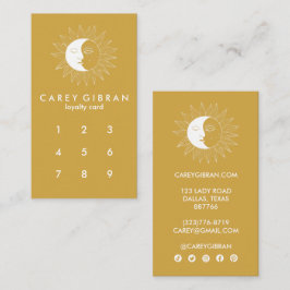 ムーン&サンシックエレガントラインスケッチカスタム金ゴールド ロイヤリティカード