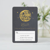 ムーン&スターズとロマンチックなことわざウェディングRSVP 出欠カード (スタンド正面)