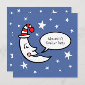 ムーン&スターズスランバーパーティー誕生日招待状 (正面/裏面)
