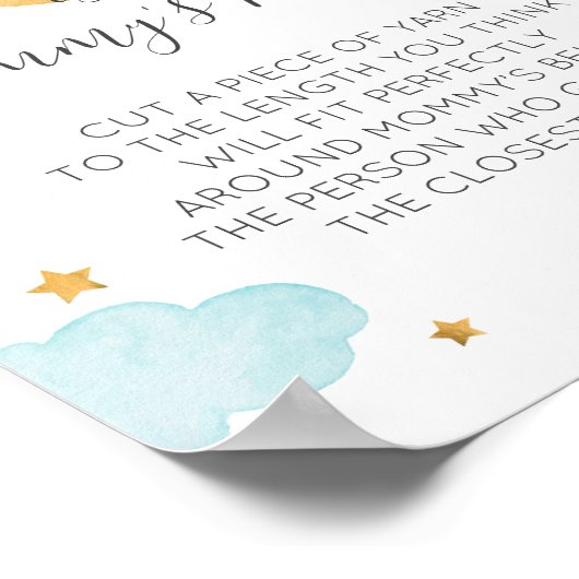 ムーン&スターズブルーお母さんの腹の大きさはどれくらい?サイン ポスター (角)