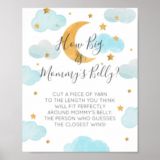 ムーン&スターズブルーお母さんの腹の大きさはどれくらい?サイン ポスター (正面)