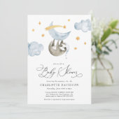 ムーン&スターズベビーアニマルブルーボーイベビーシャワー 招待状 (スタンド正面)