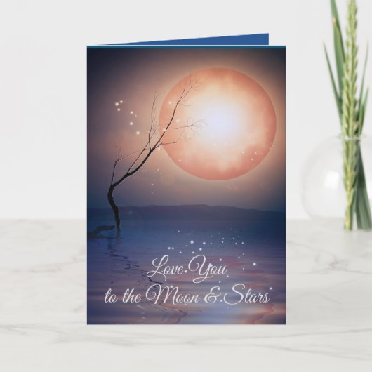 ムーン&スターズラブユアンロマンチックな折り畳み シーズンカード (正面)