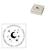 ムーン＆スターズ | ラウンド ファミリー ネーム 返送先住所 ラバースタンプ (押印)