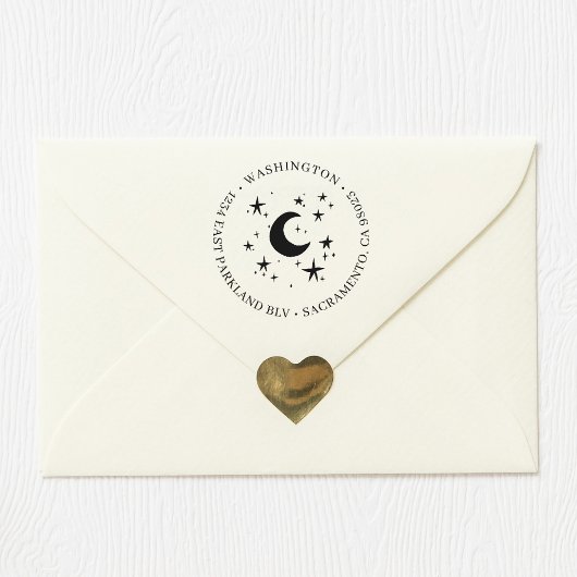 ムーン＆スターズ | ラウンド ファミリー ネーム 返送先住所 ラバースタンプ