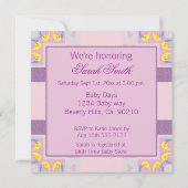 ムーン、ハート、& ベイビーおもちゃのガーリーなベビーシャワー 招待状 (裏面)