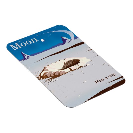 ムーン – Sci-fiヴィンテージ旅行ポスター マグネット (右側)