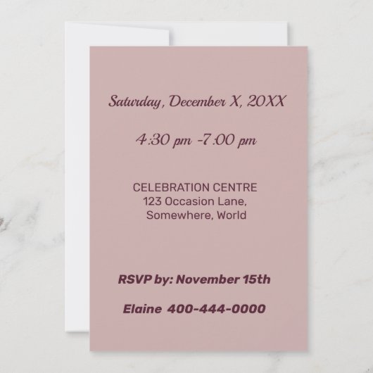 ムーヴとパープルウォーターのカラーフローラ誕生日 招待状 (裏面)