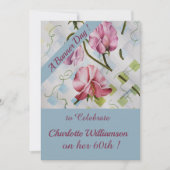 ムーヴとピンクウォーターのカラーフローラ誕生日 招待状 (正面)