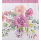 ムーヴと桃の水彩フローラ シャワーカーテン (正面)