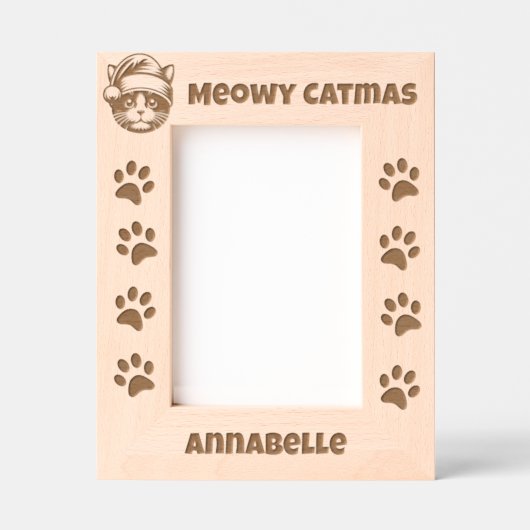 ムーヴィカトマス名前をカスタムするキャットサンタ レーザー彫刻フレーム (正面)