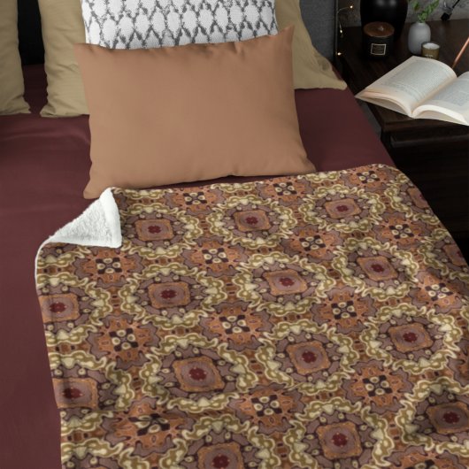 ムーヴタウペオークレタンブラウンボヘミアンバリアート フリースブランケット