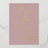 ムーヴダスティバラ金ゴールドミニマルブライダルシャワー 箔招待状 (正面)