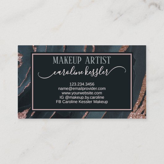 ムーヴバラピンク金ゴールドスパークルマーブルアートパターン 名刺 (裏面)