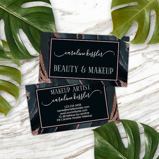 ムーヴバラピンク金ゴールドスパークルマーブルアートパターン 名刺