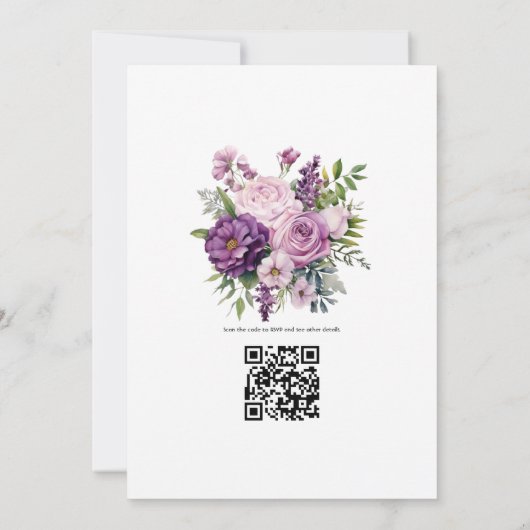 ムーヴパープルと緑のフローラ結婚ズ 招待状 (裏面)