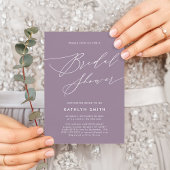 ムーヴパープルスクエレガントリプトモダンブライダルシャワー 招待状