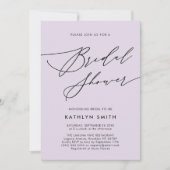 ムーヴパープルスクモダンリプトシンプルブライダルシャワー 招待状 (正面)