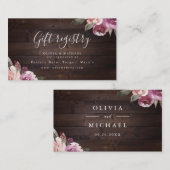 ムーヴパープルフローラ素朴なブライダルシャワーレジストリ プレイスカード (正面/裏面)