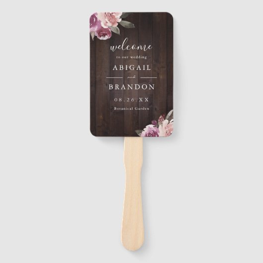 ムーヴパープルフローラ素朴な木婚式プログラム ハンドファン (正面)