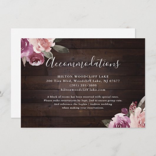 ムーヴパープルフローラ素朴な木宿泊施設 エンクロージャーカード (正面/裏面)