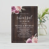 ムーヴパープルフローラ素朴な木材リハーサルディナー 招待状 (スタンド正面)