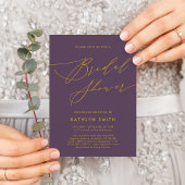 ムーヴパープルミニマモダンリストブライダルシャワー 招待状