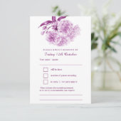 ムーヴパープル春フローラ水彩結婚式RSVP 出欠カード (スタンド正面)