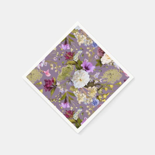 ムーヴパープル結婚ズ実在フローラ スタンダードカクテルナプキン (角)