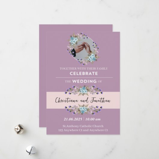 ムーヴパープル結婚式招待状 シーズンカード (正面/裏面インサイチュ)