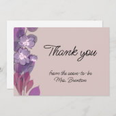 ムーヴパープル赤面フローラ水彩 サンキューカード (正面/裏面)